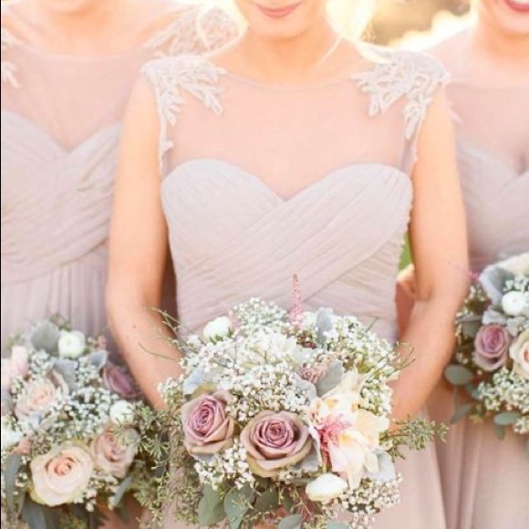 Morilee Madeline Gardner Chiffon Bridesmaid Dress Embroidered Gown Blue Size 8 - Picture 5 of 14